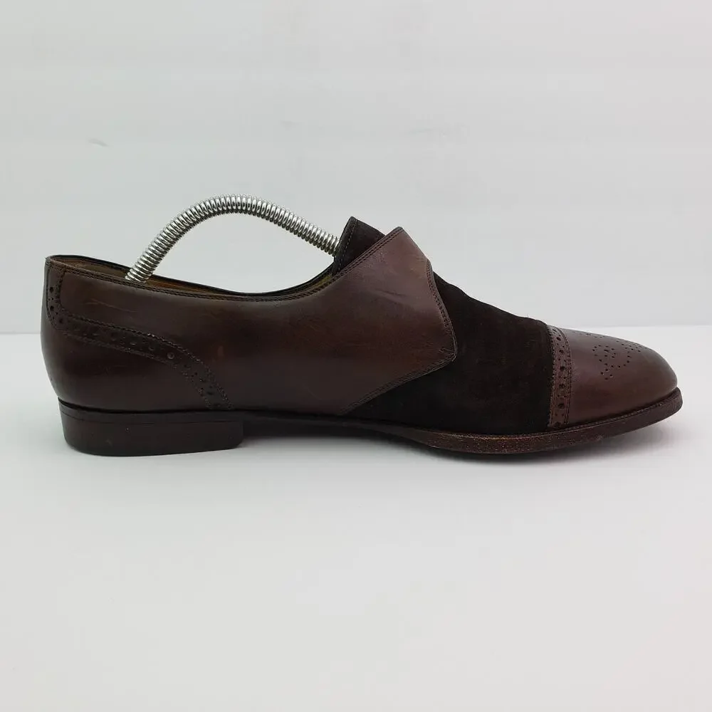 Cole Haan Mens Size 11 Brown Leather Monk Strap Cap Toe Formal Dress Shoes